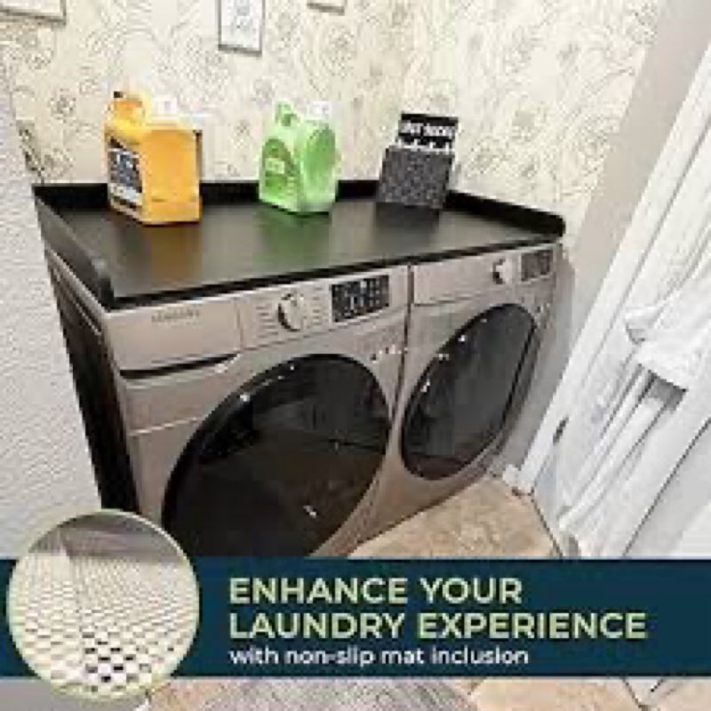 Foldable Washer Dryer Countertop, 27.5" x 54" Laundry Countertop w/Non-Slip Mats, Washer and Dryer C