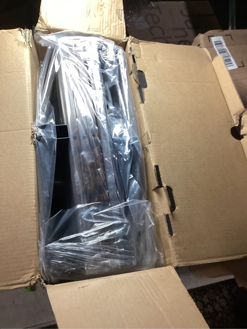 Condition photo showing New/Like New for Heavy Duty AV Media Stand, AV Component Stand with Stainless Steel Bracket, Stereo Component Rack, Suitable for Living Rooms, Offices and Recording Studios (Black Walnut, 4-Tiers) Black Walnut 4-Tiers