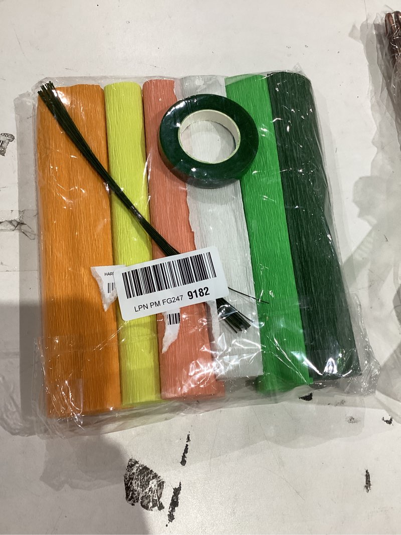 Condition photo showing New/Like New for Crepe Paper Streamers 6 Rolls?10 x 98Inch 6 Yellow Colors Crepe Paper Sheets 20 Pcs Floral Iron Wire 1 Pcs Green Floral Adhesive Tape for Colourful Paper Flower Crafts (Yellow Series?6 Color?)