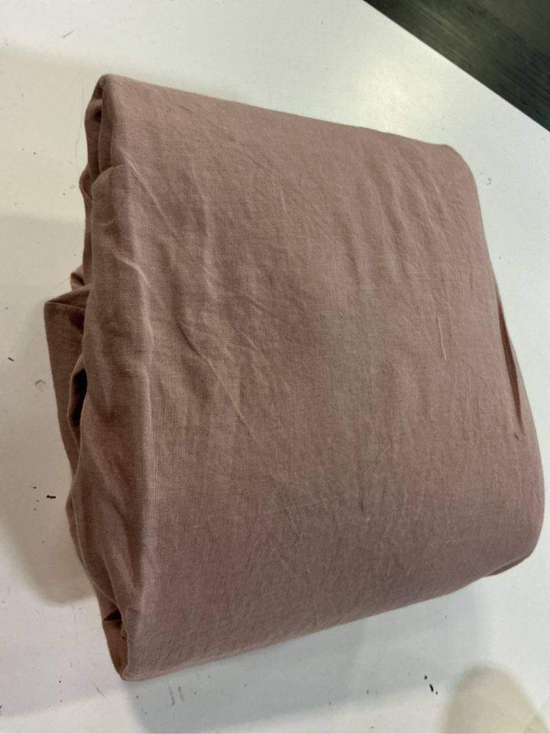 Condition photo showing Good Condition for quince european linen fitted sheet set king dusty mauve 