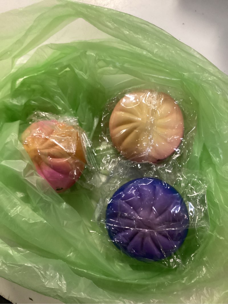 Condition photo showing As Is for 4pcs dumpling squishies mystery box,18 colors random mystery glitter dumpling squishies toy gift box,colorful dumplings stress balls fidget sensory toy desk toys for adults (random 4 colors)