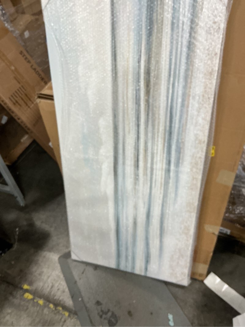 Condition photo showing New/Like New for TRAIN2 ART Abstract Wall Art Modern Coastal Wall Decor Textured Blue and White Sea Background Canvas Wall Art for Living Room Bedroom Kitchen Office 30"x60" Blue and White 1 60L" x 30W"