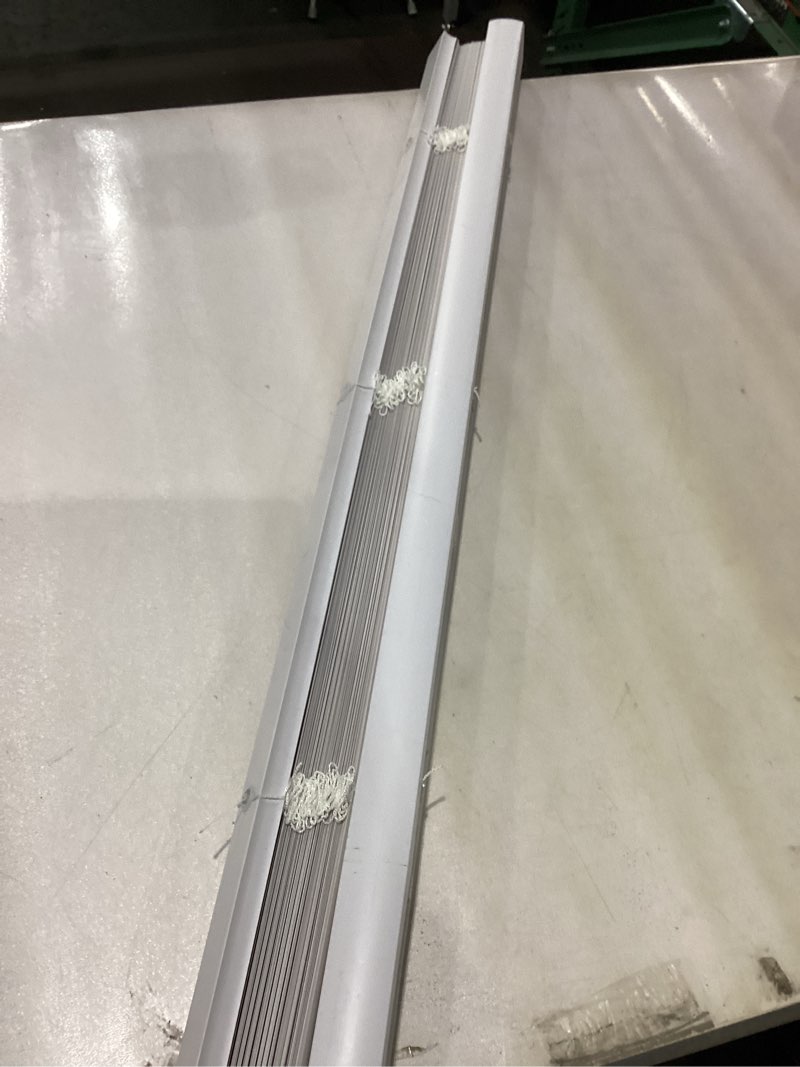 Condition photo showing As Is for CHICOLOGY Mini Blinds for Indoor Windows – 34"W x 60"H, White Horizontal Vinyl Blinds | Cordless | Easy to Install | Sleek Low-Profile Fit for Doors, Offices, Kitchens & Apartments
