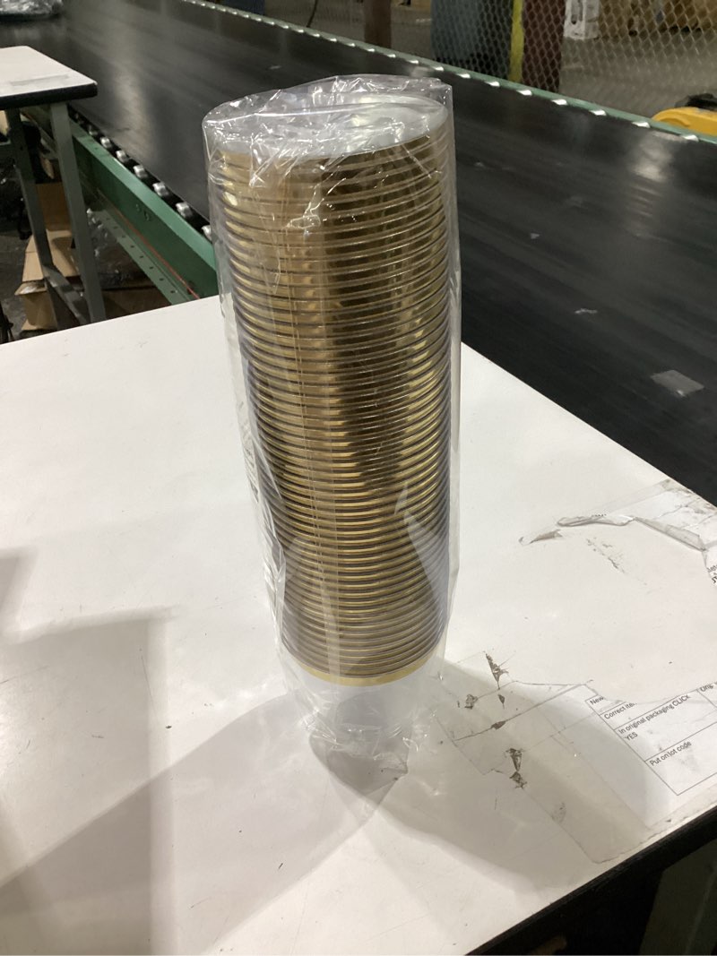 Condition photo showing New/Like New for ciaell 300pcs gold plastic cups - 9oz heavy duty plastic cups - gold rimmed disposable cup - disposable clear wine cup with gold rim for party & wedding