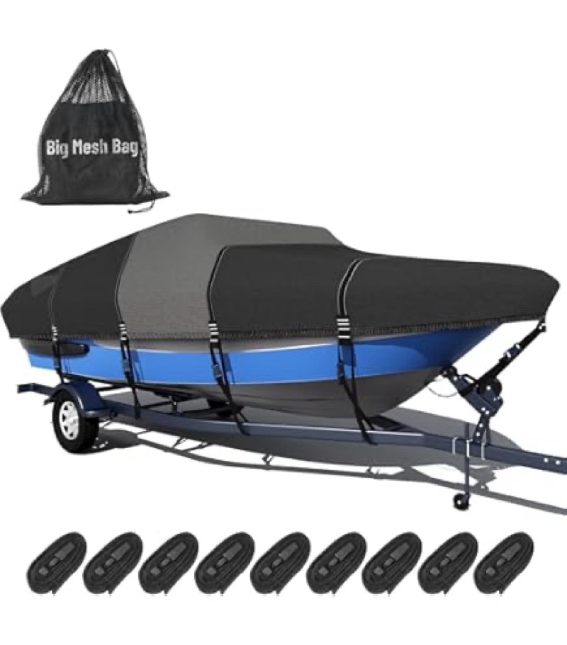 1600d+1200d tearproof center console boat cover with 2" wide loops for trailering&mooring durable wa