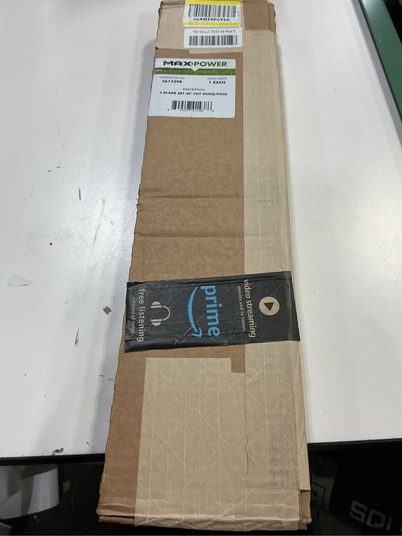 Condition photo showing New/Like New for MaxPower 561739B 2-Blade Set for 46" Cut Craftsman, Husqvarna, Poulan Replaces 405380, 532-405380, PP21011,Black