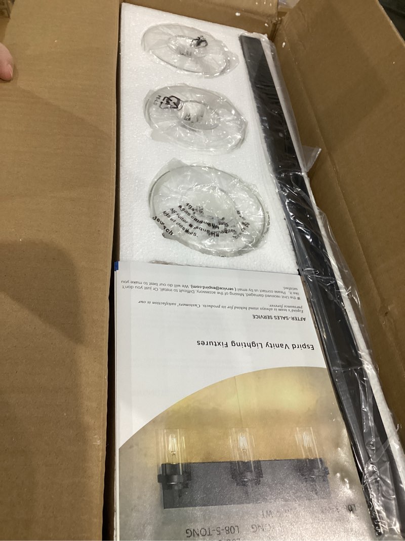 Condition photo showing New/Like New for espird bathroom vanity light, 3 light matte black vanity lights with clear glass shade, 22in modern wall sconces, bathroom lighting fixtures over mirror for living room black 3-light