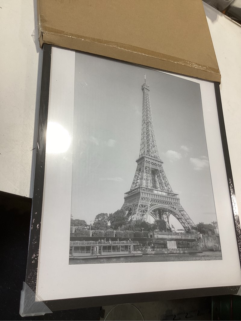 Condition photo showing New/Like New for upsimples 18x22 picture frame, display pictures 14x18 with mat or 18 x 22 without, wall hanging poster frames, black, 1 pack black 18x22