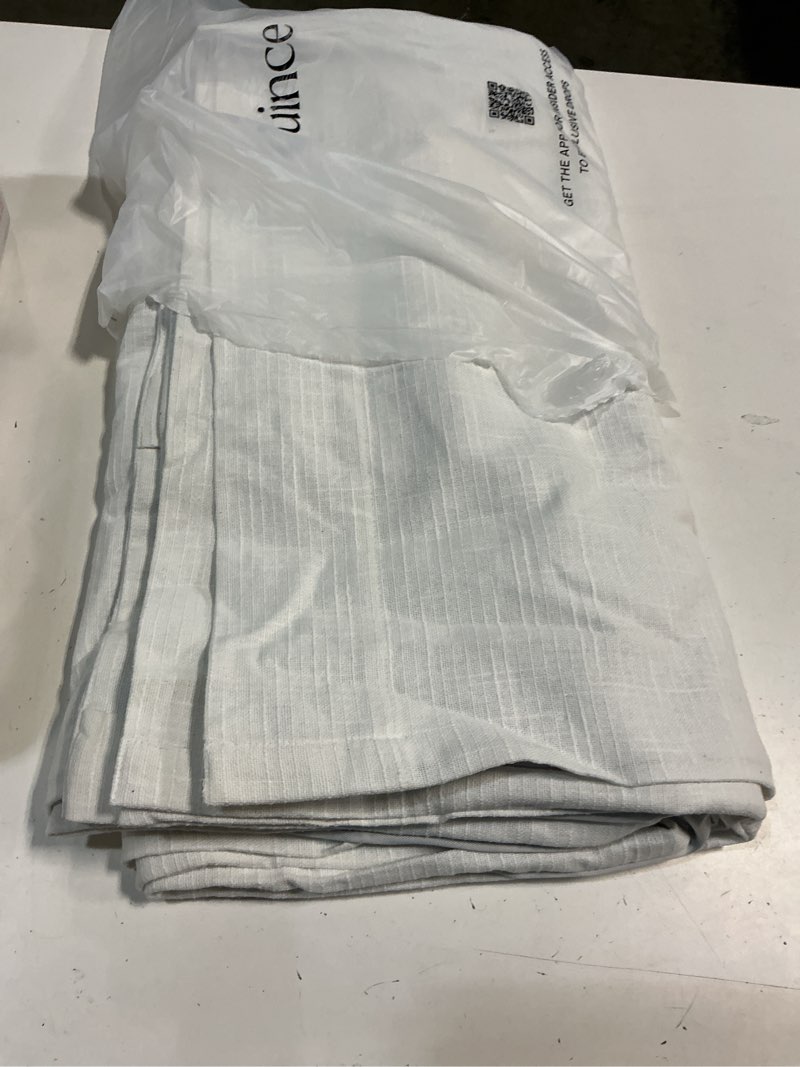 Condition photo showing Good Condition for quince cotton slub room darkening curtain, 48x108, white single panel