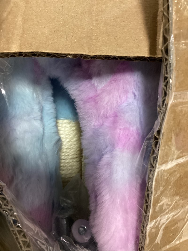 Condition photo showing Good Condition for kiyumi cat tree cat tower condo with sisal scratching post for indoor cats cat tree cat furniture with hammock perch and kitten ball toys, multi-level pet activity center rainbow 39" rainbow