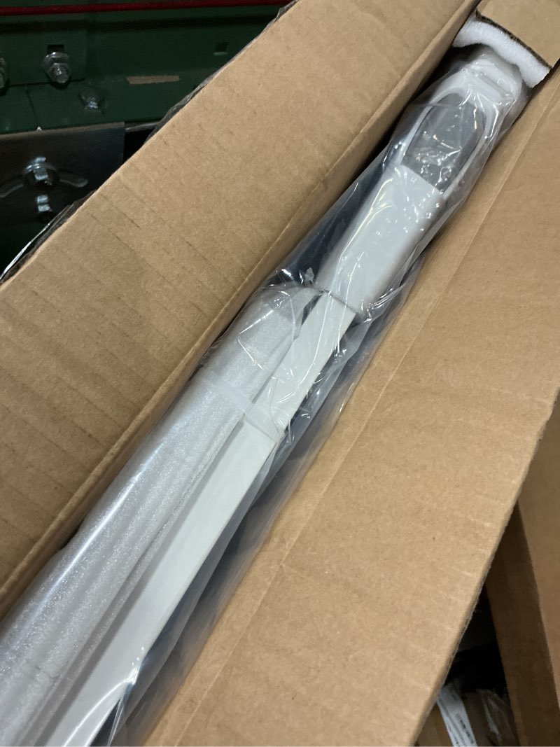 Condition photo showing New/Like New for babelio safety gate door fits for stairs, narrow and wide doorways with auto close, easy install, no drilling, pressure mounted for baby, child, pets, dog/puppy, 26''-40'', white white 30"tall 26"-40" wide