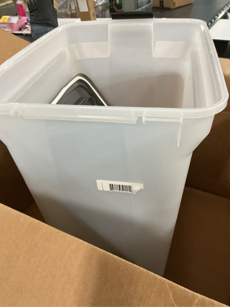 Condition photo showing Good Condition for iris usa dog food storage container 58 lbs, attachable wheels, & included scoop, for dog cat birds and other pets, food storage bin, keep fresh, easy mobility, bpa free - made in the usa, dark gray 58 lbs dark gray