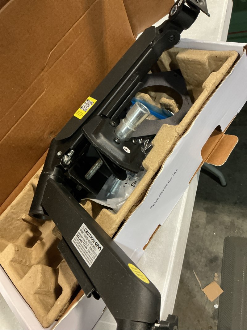 Condition photo showing As Is for onn spring assisted desk mount for 13" to 32" monitors/tvs, 3x load tested, holds up to 19.8 lbs.