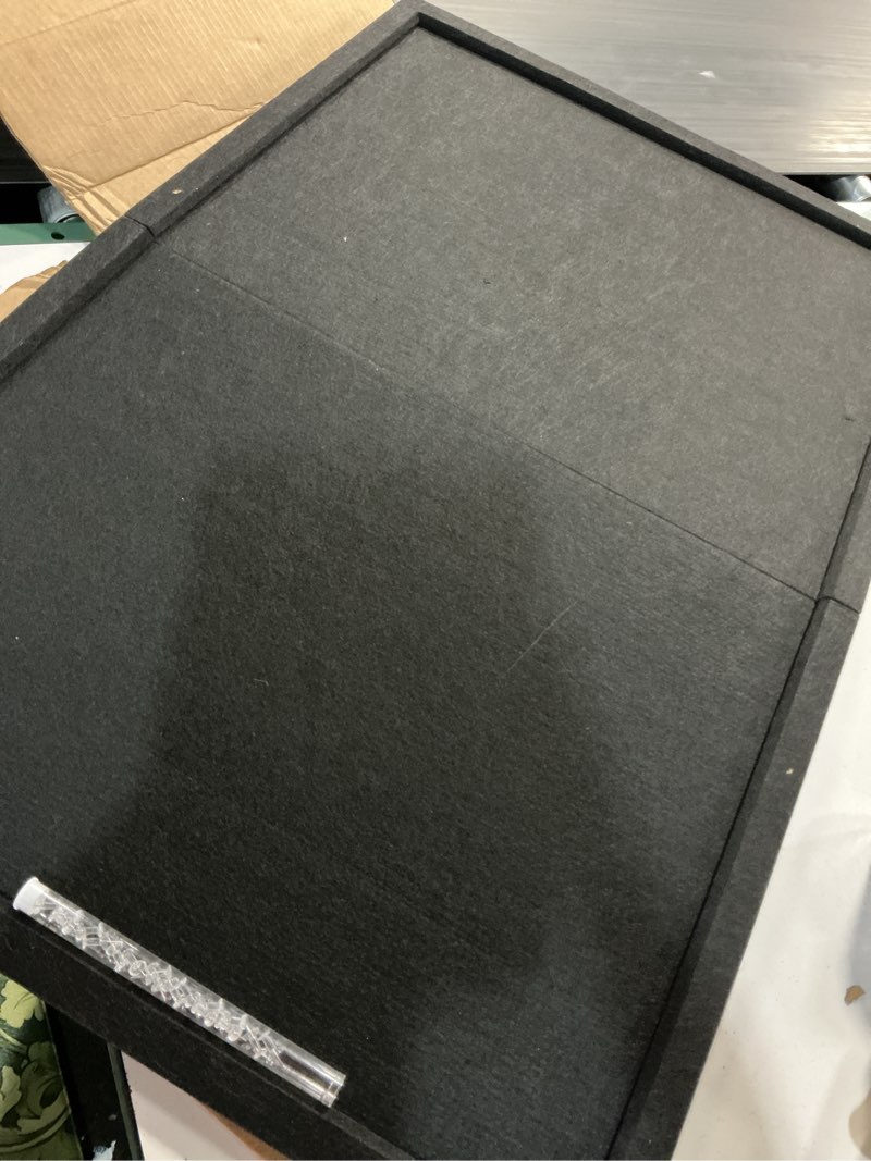 Condition photo showing As Is for fluxynara foldable cork board alternative, felt bulletin board 36" x 24" black frame with 24 adhesive tabs, pin board for home office, classroom, entryway, kitchen wall decor—black black 35.4 x 23.6 inches