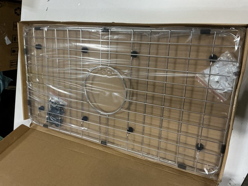 Condition photo showing Good Condition for Serene Valley Sink Bottom Grid 24-1/8" x 12-5/8", Centered Drain with Corner Radius 1-1/2", Sink Protector NLW2412C