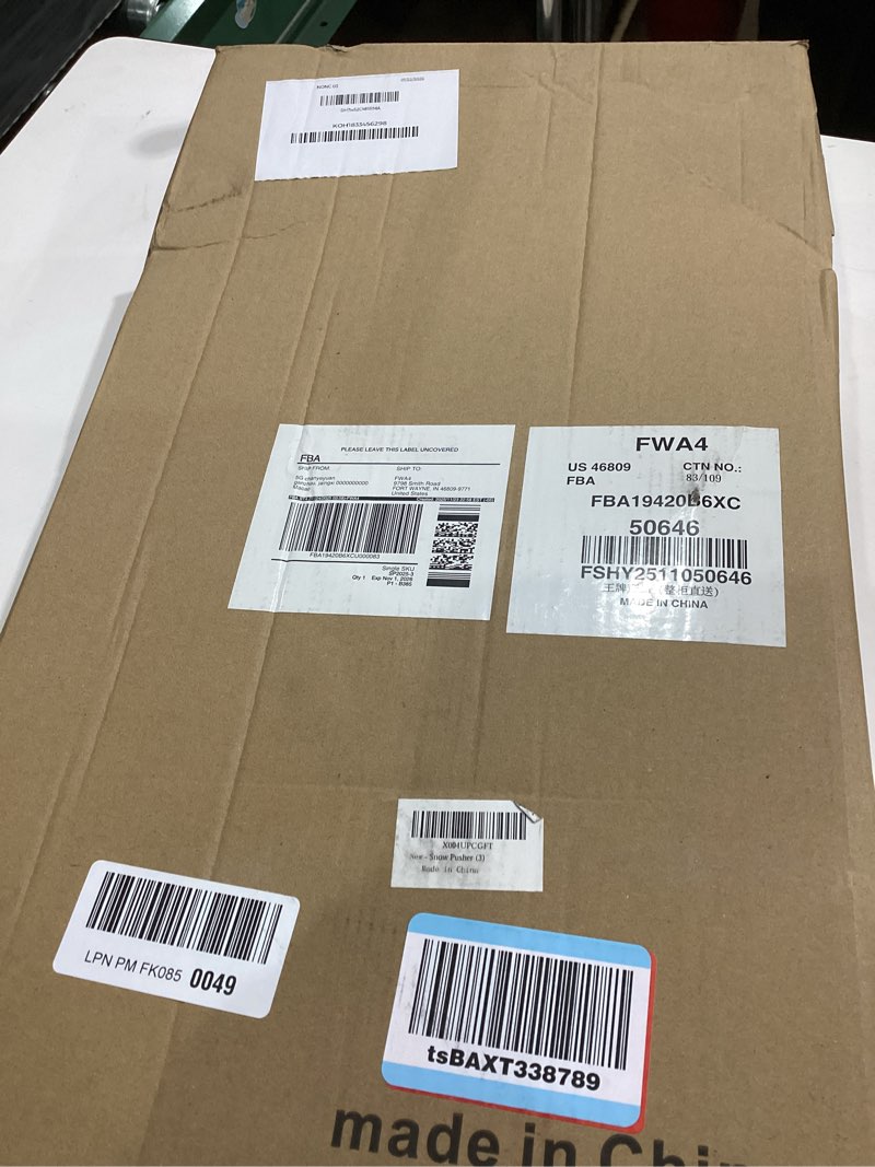 Condition photo showing Good Condition for Snow Pusher: Snow Plow Shovel with Ergonomic Dual D-Handles & 22'' UHMW Blade - Lightweight Manual Snow Shovel for Car, Driveway, Sidewalk & Patio (Bright Yellow) Bright Yellow 58 IN