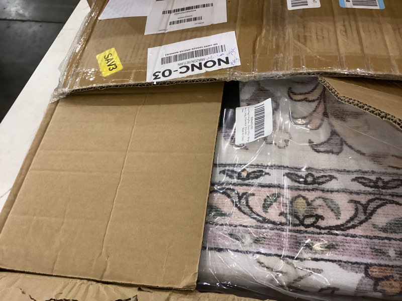 Condition photo showing New/Like New for Tortania Area Rug Living Room Rugs - 8x10 Washable Boho Rug Vintage Oriental Distressed Farmhouse Large Thin Indoor Carpet for Living Room Bedroom Under Dining Table Home Office - Floral Beige 8' x 10' (Rectangular) Floral Beige