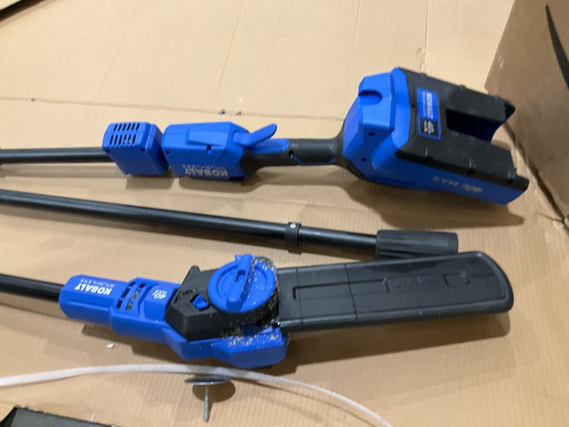 Condition photo showing As Is for kobalt gen4 40-volt 10-in pole saw incomplete