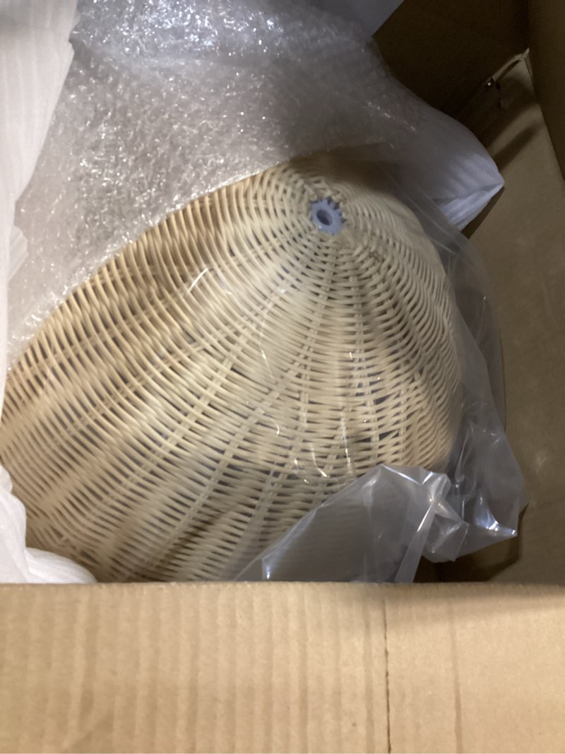 Condition photo showing Good Condition for Sumind Rattan Ceiling Light Fixture Flush Mount 17 Inch Bohemian Modern Handmade Woven Ceiling Light Rattan Chandelier for Bedroom Living Room Dining Room Hallway Entryway Farmhouse Fixture