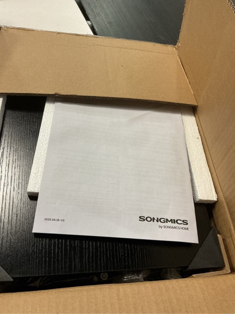 Condition photo showing As Is for songmics dresser for bedroom, chest of drawers, steel, mdf, 4 non-woven fabric drawers, storage organizer unit, closet, entryway, ink black and ebony black ulgs314b01s ink black + ebony black 11.8"d x 15.6"w x 37.5"h (4 drawers)