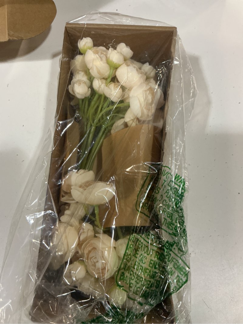 Condition photo showing Good Condition for ling's moment ranunculus artificial flower, faux silk mini ranunculus flowers for diy bouquet, bulk fake wedding filler flowers for centerpieces arrangements bridal shower decorations, cream wht-cream