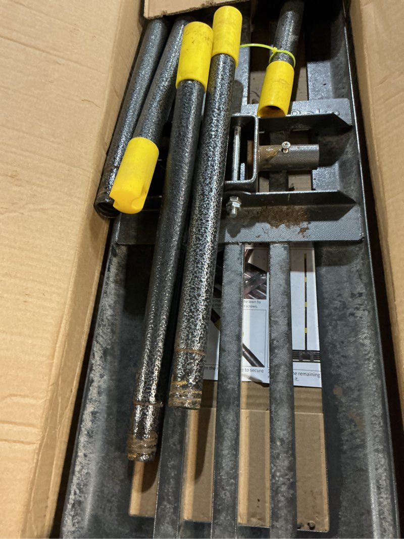 Condition photo showing As Is for lawn leveling rake - heavy duty 30"x10" stainless steel leveler plate,reinforced welds,28-60" adjustable, anti flipping smooth edge,for soil, dirt,ground,yard top dressing,landscaping 30x10'',5ft