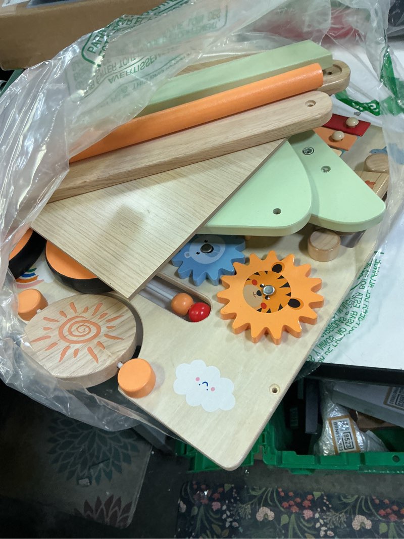 Condition photo showing As Is for sainsmart jr. wooden baby walker, adjustable height and speed baby push walker, montessori activity center for 6-12 months, push walking toys for 1 year old boys girls learning to walk, animal theme