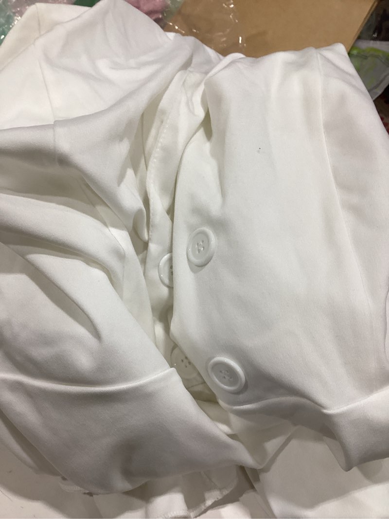 Condition photo showing Good Condition for women's plus size maxi dress long sleeves v neck button down a line swing dress white xx-large