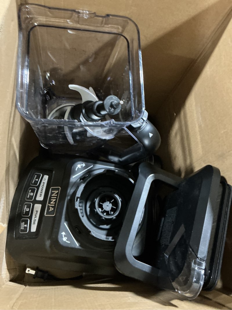 Condition photo showing As Is for ninja kitchen system | 8-cup food processor bowl & 72 oz. blender all-in-one | with (2) 16 oz. to-go cups | for smoothies, ice crushing, dough & more | 1500 watt | black | bl770 pitcher + bowl + (2) 16-oz. cups