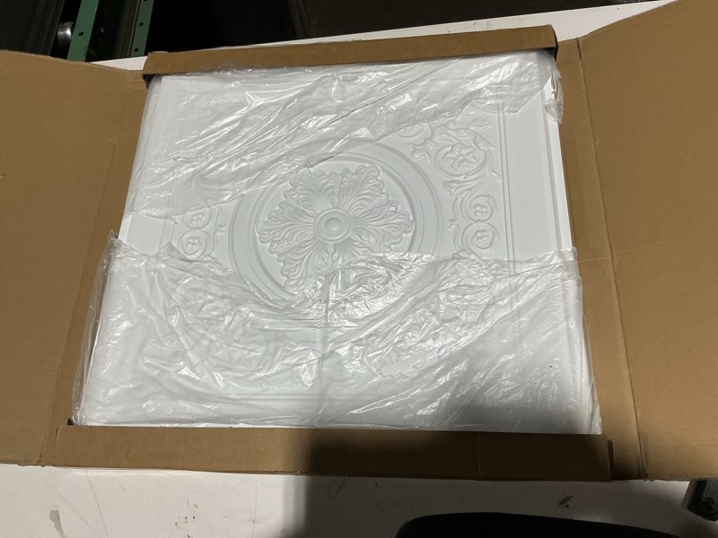 Condition photo showing Good Condition for WOWSTAR 12-Pack 24"x24" Drop Ceiling Tiles, Waterproof Glue up Vintage Style 3D Ceiling Tiles, White