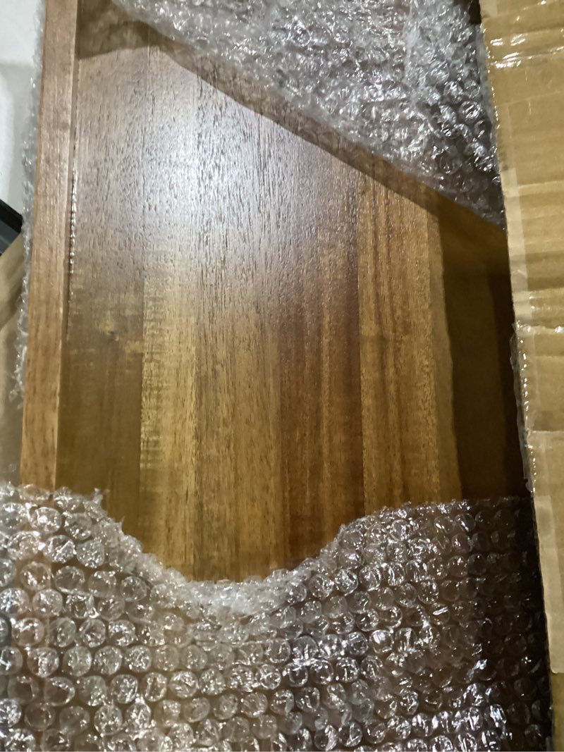 Condition photo showing Good Condition for 22" x 15.75" acacia wood serving tray with handles rounded corners, large rectangular wooden ottoman tray for living room, coffee station