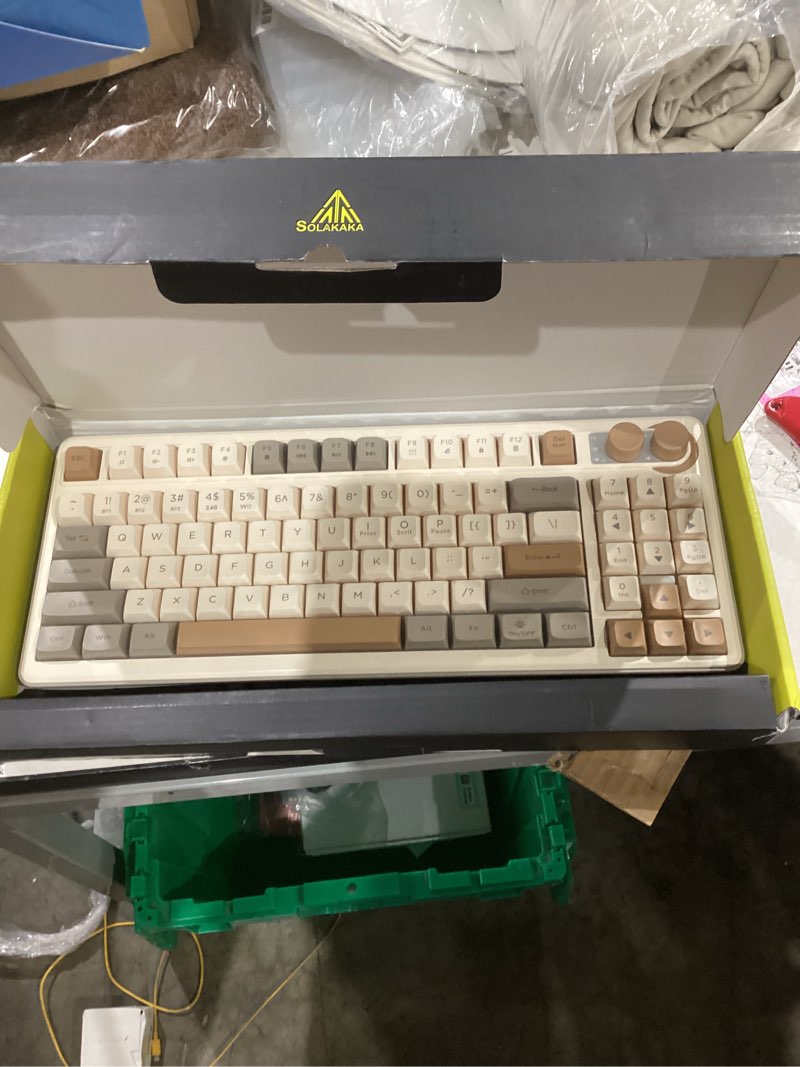 Condition photo showing Good Condition for solakaka sk90 75% wireless gaming keyboard - 4000mah tri-mode (bt5.0/2.4g/usb-c) cute creamy gaming keyboard with number pad, media knob, rgb backlit, quiet keys silent office keyboards for pc mac sk90 - wireless creamy