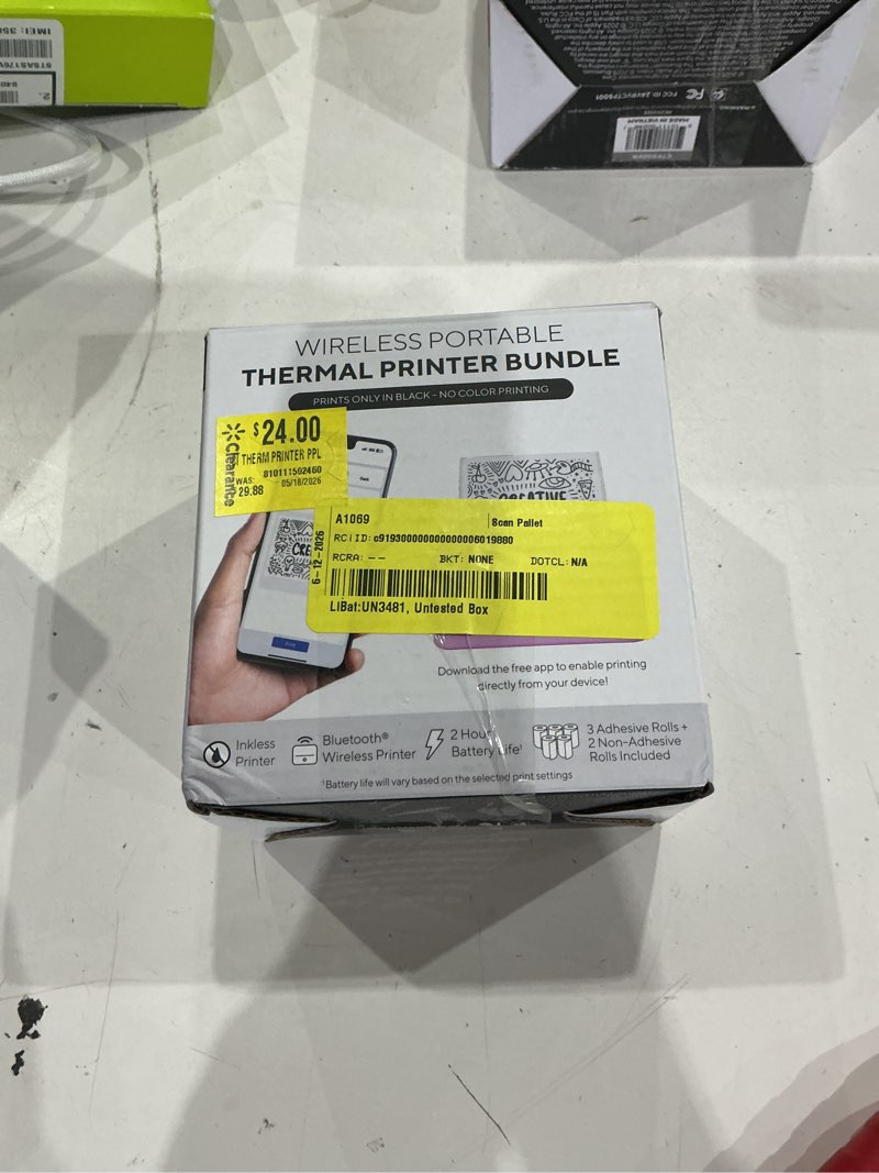 Condition photo showing New/Like New for wireless mini portable thermal printer label maker, paper included for android and ios phone, purple