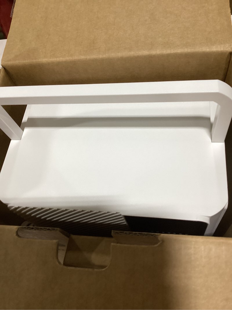 Condition photo showing As Is for dehumidifier 58w compact quiet effective double cores for home. 68oz water tank, sleep mode, auto shut-off, delay-off timer, night light, for bathroom bedroom rv camper closet or any small space