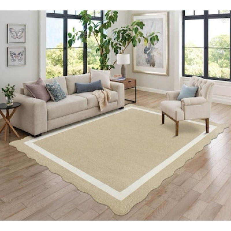 allen + roth wavy wheat 8 x 10 (ft) braided polypropylene natural ivory rectangular indoor
