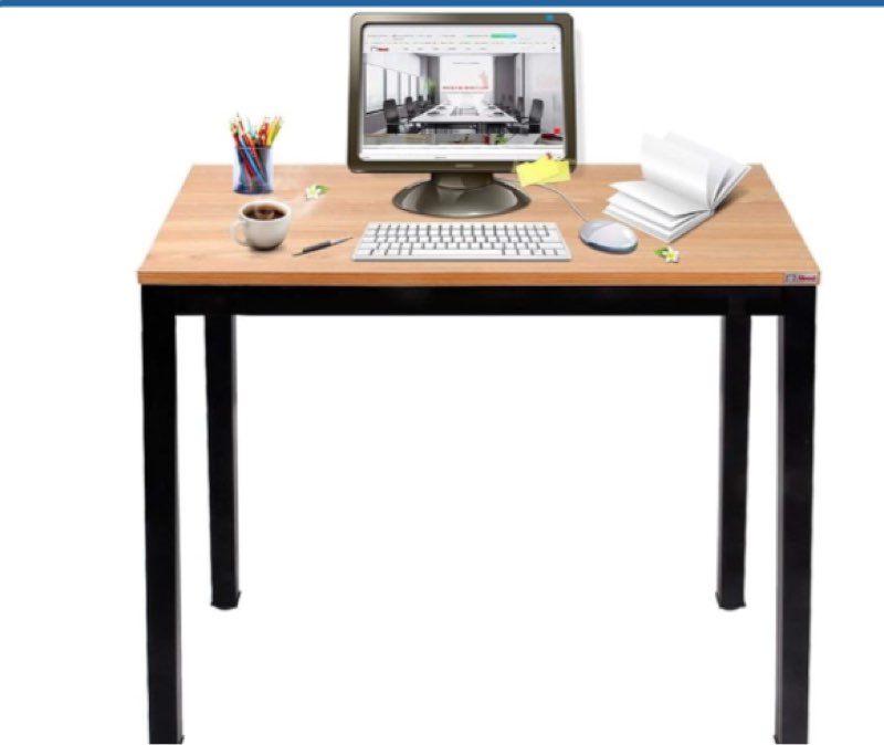 need small computer desk for home&office- 31.5'' length small writing desk gaming desk students laptop use, teak color desktop & black frame ac3bb(8060)