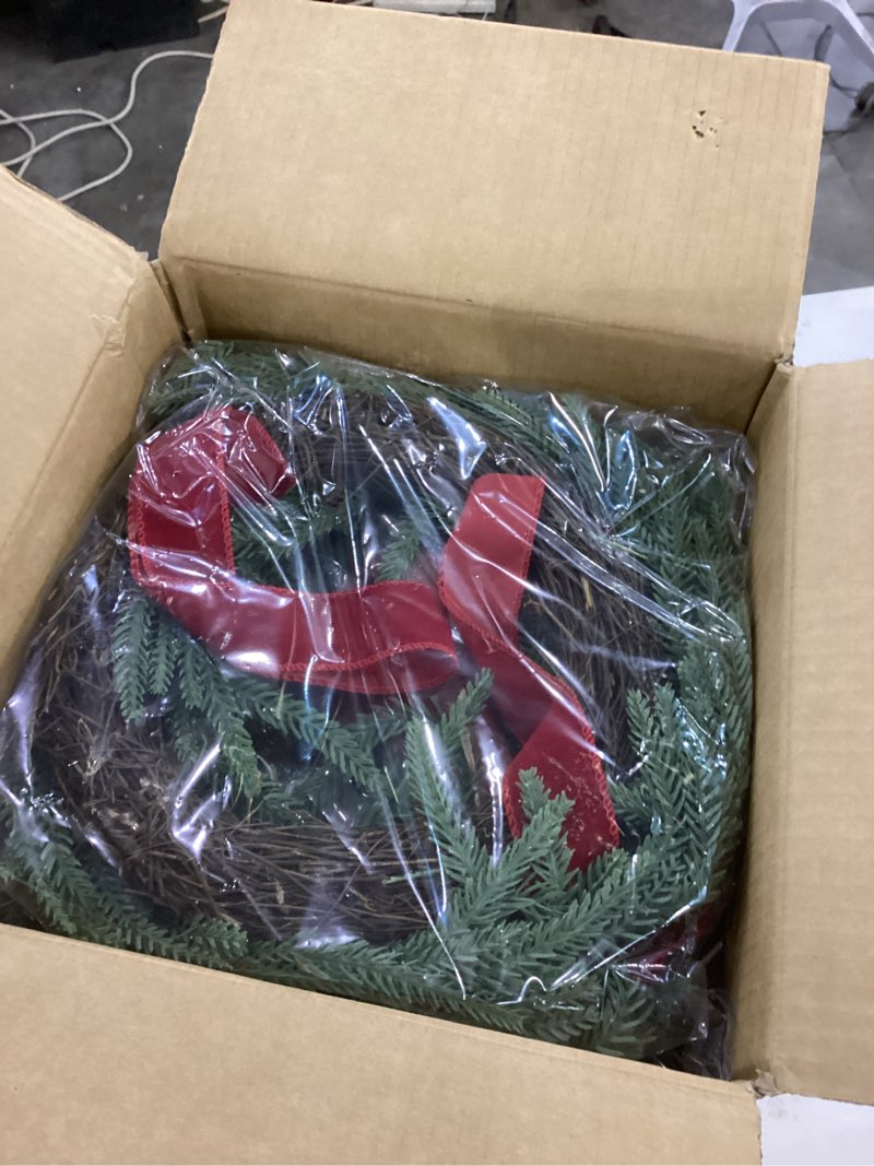 Condition photo showing New/Like New for Janinka 6 Pcs Christmas Wreath for Windows 11.8 Inch Christmas Window Decorations Cabinet Wreaths with Red Bow Greenery Artificial Hanging Garlands for Fireplaces Window Home (Norfolk) Norfolk 6
