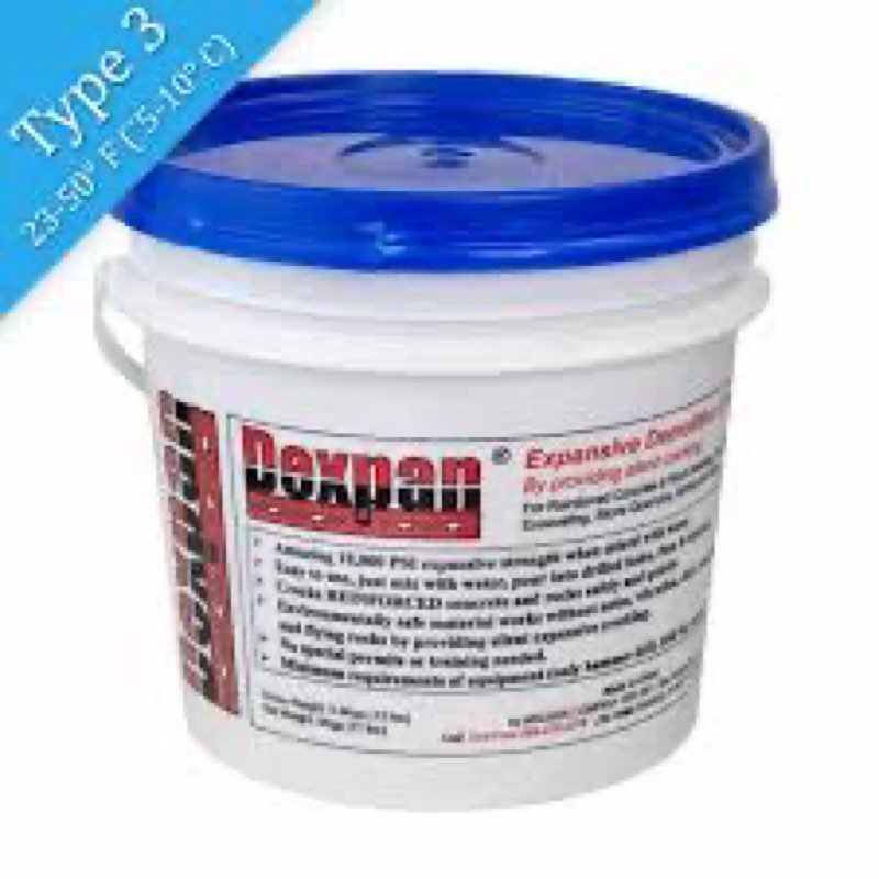dexpan expansive demolition grout 11 lb. bucket for rock breaking, concrete cutting, excavating. alt