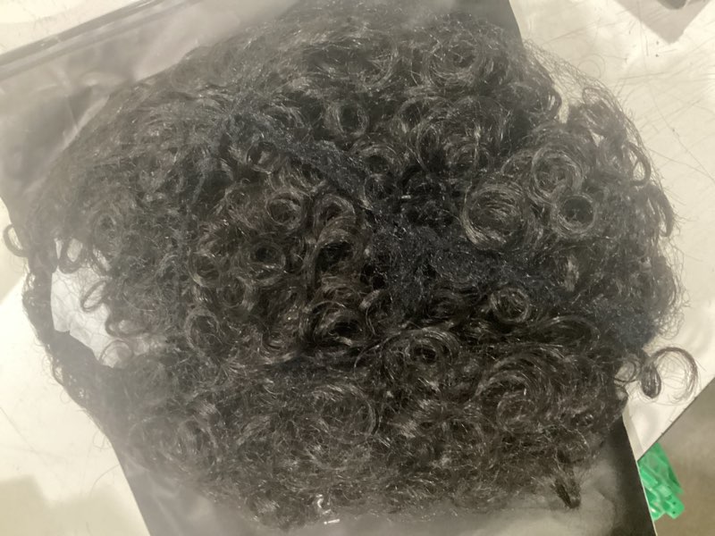 Condition photo showing Good Condition for alebery 8 inch short afro kinky curly human hair wigs for black women wear&go glueless wigs with bangs 100% brazilian virgin human hair curly wig for beginners natural color black 8 inch