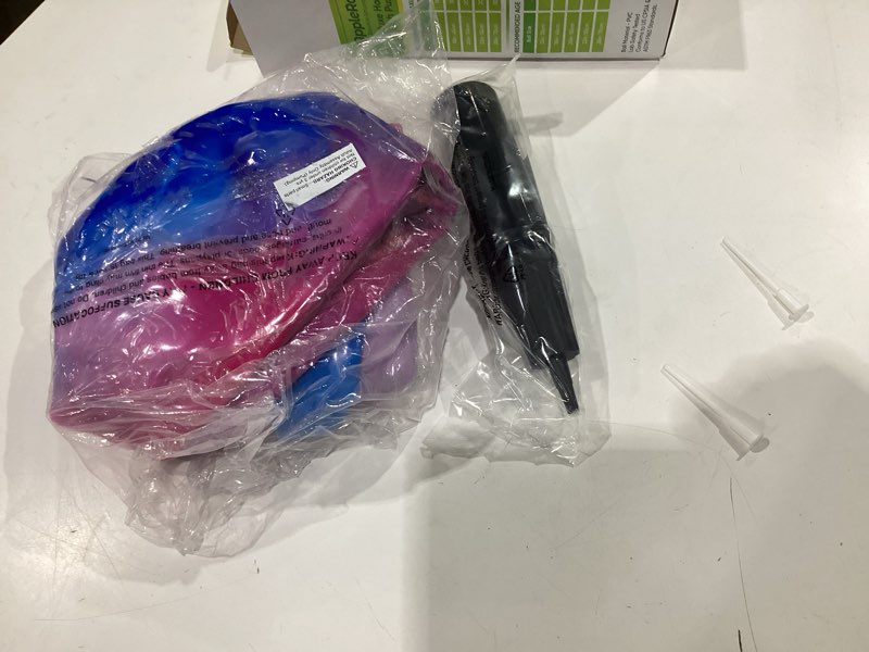 Condition photo showing New/Like New for appleround hippity hoppity hopball with pump, sit-on bouncy exercise ball with handle, 22 inch / 55 cm for kids & teens ages 10-13, cloud colors (red & blue) ages 10-13 (22"/55cm) red & blue