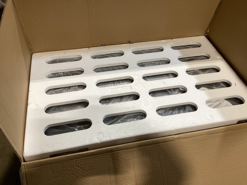 Condition photo showing As Is for frigidaire chest deep freezer, 7 cu. ft, black adjustable thermostat-removable vinyl coated wire bas