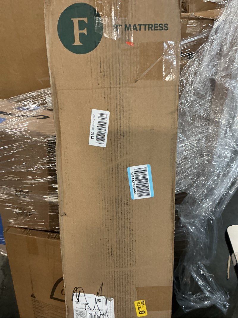 Condition photo showing New/Like New for zinus green tea memory foam mattress 8 inch, pressure-relieving comfort & full-body support, naturally fresh, medium firm feel, certipur-us & oeko-tex certified safe materials, full white full 8in small box