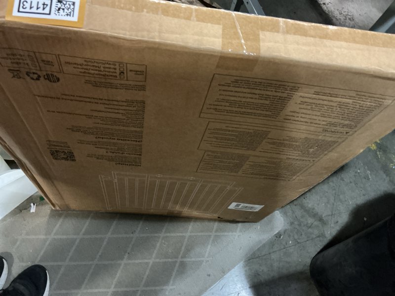 Condition photo showing New/Like New for grownsy baby gate for stairs- no bottom bar, 29.8” to 43.5” for child and pet, dog gate with auto-close & one-hand operation, hardware-mounted (drill needed) installation for doorways and indoor use