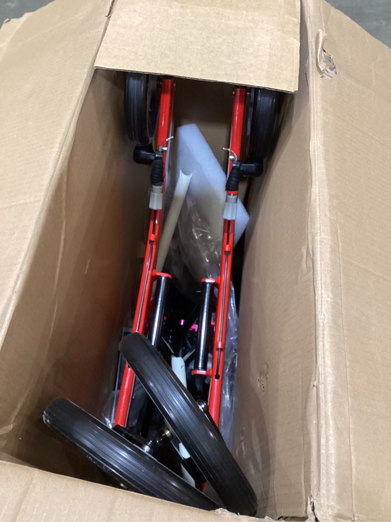Condition photo showing As Is for drive medical nitro duel function foldable rollator walker and wheelchair for seniors, adults, and disabled - hand activated brakes and back support - red