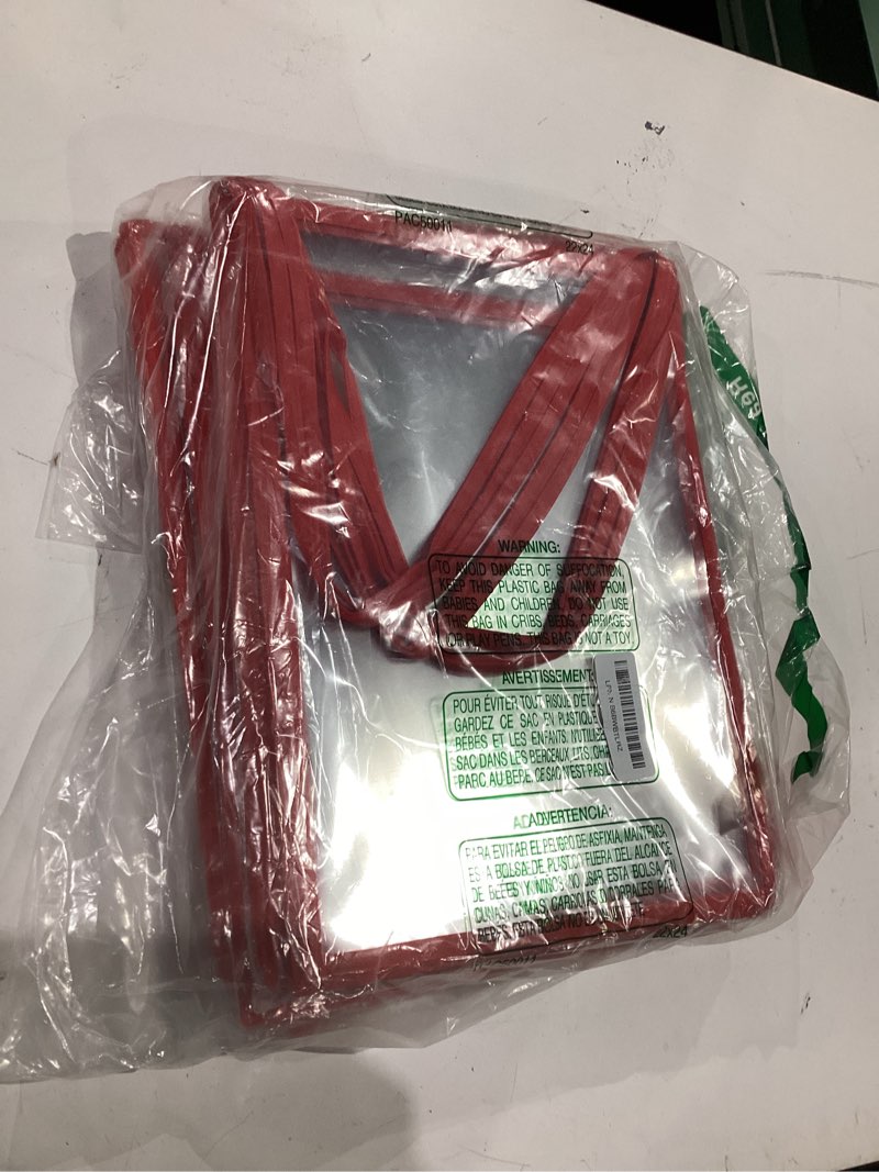 Condition photo showing Good Condition for geyee 50 pack job ticket holders work order pockets for 9 x 12 inch hanging sleeve plastic shop ticket holders with strap, both sides clear(red)