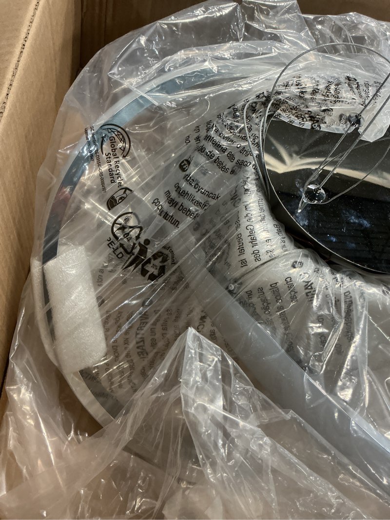 Condition photo showing Good Condition for MAYNA Modern LED Chandelier for Dining Room, Dimmable LED Pendant Light with Remote, Irregular Infinity Light Fixture for Kitchen Island Over Table, 3 Color Changeable Hanging Lamp, Chrome 19.7 inch Chrome 19.7 inch - With Remote Control