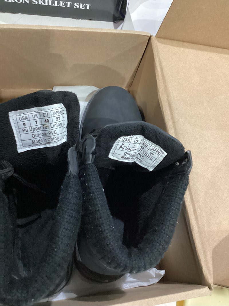 Condition photo showing Good Condition for Adokoo Boots for Women Waterproof Fall Winter Ankle Boots Snow Black Combat Boots Lace Up Non Slip for Hiking Work 9 Black