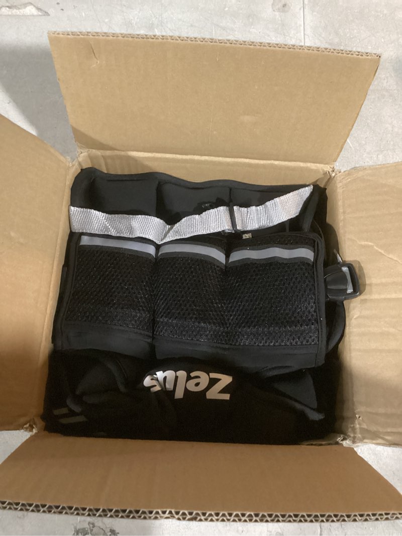 Condition photo showing Good Condition for ZELUS Weighted Vest for Men and Women | 4-10lb/11-20lb/20-32lb Vest with 6 Ironsand Weights for Home Workouts | Adjustable Body Weight Vest Exercise Set for Cardio and Strength Training 11-20 lb. Black