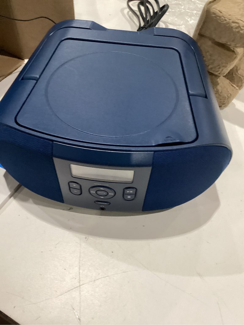 Condition photo showing Good Condition for onn. navy portable cd boombox with digital fm radio and lcd display