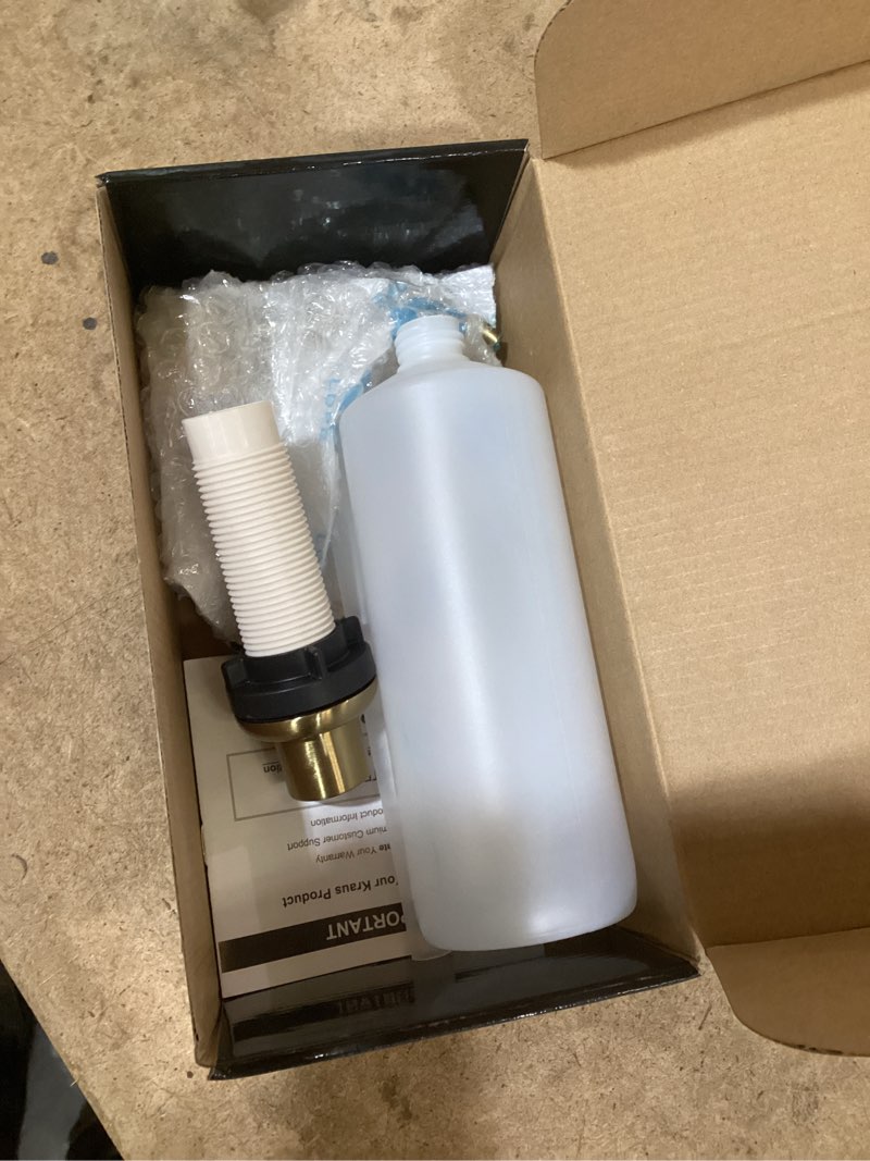 Condition photo showing New/Like New for kraus boden kitchen soap and lotion dispenser in brushed brass, ksd-53bb